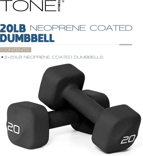Miniatura 2 de Tone Fitness Pares de Mancuernas de Pesas de Neopreno con Cabeza Cuadrada Antirrodamiento Múltiples Opciones Negro
