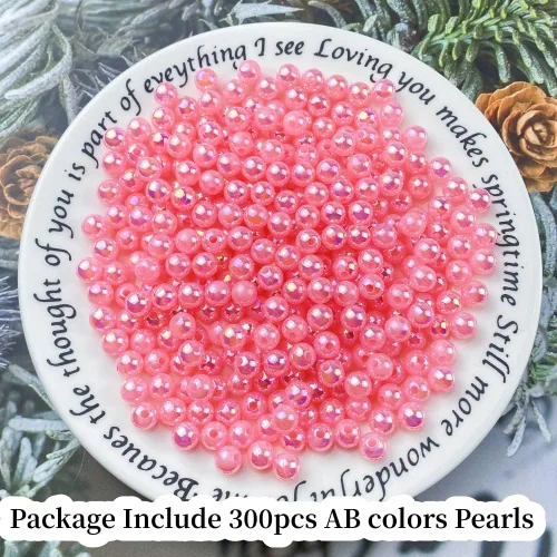 Miniatura 2 de 300 cuentas de perlas para manualidades de 0.315 pulgadas (0.315 in), cuentas redondas sueltas de perlas para collares, pulseras, aretes, Rosa Claro