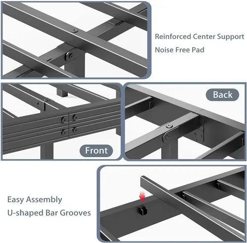 Miniatura 6 de ZIYOO 18 Inch Twin Metal Platform Bed Frame with Headboard, 1000 LBS Sturdy Steel Slat Bed Base, Noise Resistant, No Box Spring Needed, Easy