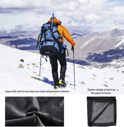 Miniatura 5 de Forro de terciopelo suave impermeable para hombre, para esquí, nieve, senderismo, al aire libre, con cremallera en la parte inferior de la pierna
