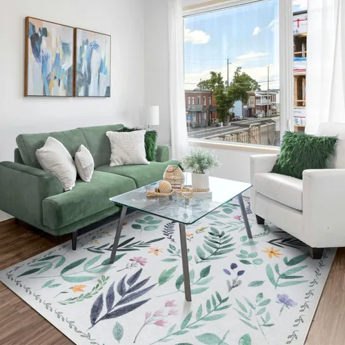 Miniatura 72 de Syalife 6x9 Alfombra Lavable para Área, Ultra Suave Antideslizante, Pila Baja, Alfombra Vintage Resistente a Manchas para Sala de Estar, Alfombra