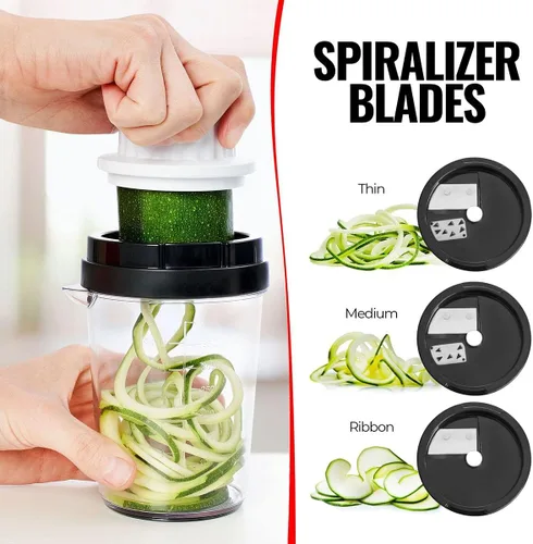Miniatura 3 de Fullstar - Cortador de verduras con espiralizador de verduras 8 en 1 para calabacín y espaguetis de calabacín, espiralizador de vegetales de mano