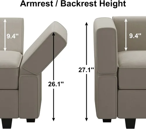 Miniatura 2 de Belffin Sofá modular grande con asiento de almacenamiento, sofá en forma de U de gran tamaño con tumbona reversible, juego de sofá modular con Gris