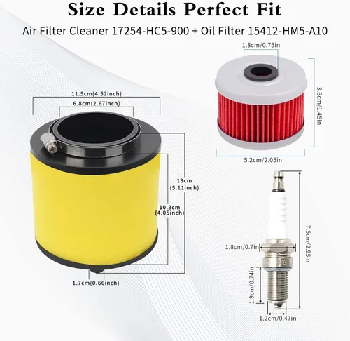 Miniatura 2 de 17254-HC5-900 Filtro de aire Filtro de aceite Bujía para Honda Fourtrax 300 TRX300 TRX300FW 1992-2000 Foreman 400 450 TRX400FW TRX450S TRX450ES