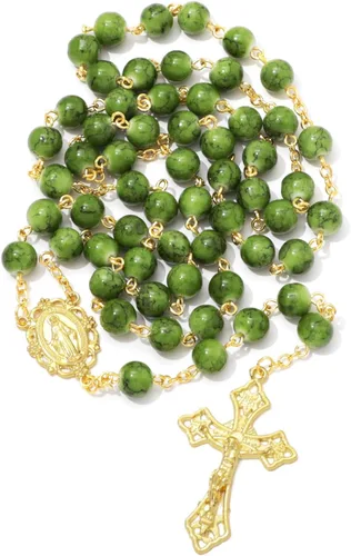 Miniatura 24 de KOMI Rosario de cuentas católicas para mujer, collar de cuentas de rosario con cruz de crucifijo, perlas de cristal, rosario, rosarios, católicos