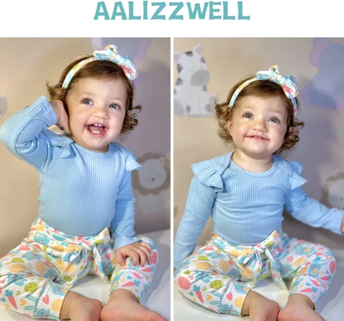 Miniatura 70 de Aalizzwell Conjunto de mameluco acanalado para bebé recién nacido prematuro para otoño e invierno