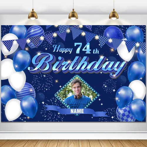 Miniatura 119 de Dicodes Fondo de decoración de feliz cumpleaños número 100 color azul marino personalizado, cartel con purpurina, pancarta, suministros