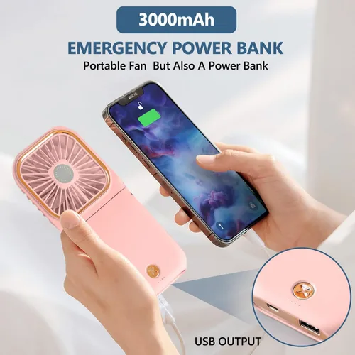 Miniatura 3 de Ventilador de cuello portátil mini silencioso de mano personal plegable USB recargable operado para el hogar, oficina, exteriores, viajes, 3000mAh