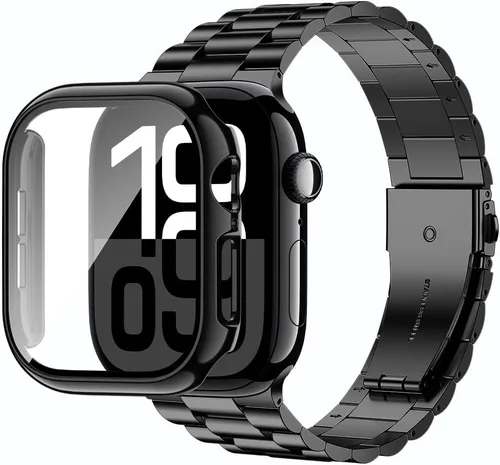 Miniatura 10 de baozai Compatible con Apple Watch Band de 1.496 pulgadas con funda, correa para iWatch de acero inoxidable con funda protectora de pantalla
