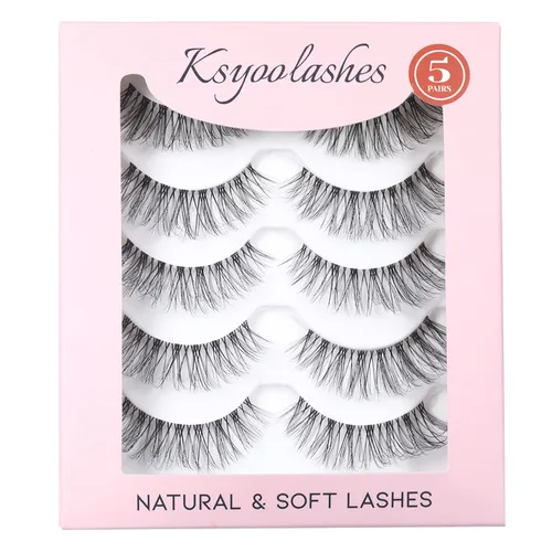 Miniatura 8 de Pestañas largas naturales con banda transparente, pestañas finas, pestañas de ojo de gato de 0.35 a 0.70 pulgadas, pestañas rizadas en D que parecen