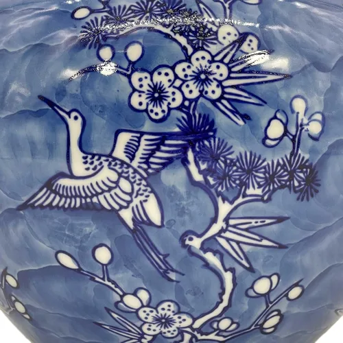 Miniatura 4 de Galt International Tarro Chinoiserie de Grúa Floral Azul y Blanco de 8" con Tapa Tarro de Jengibre Decorativo Centro de Mesa Almacenamiento de Té