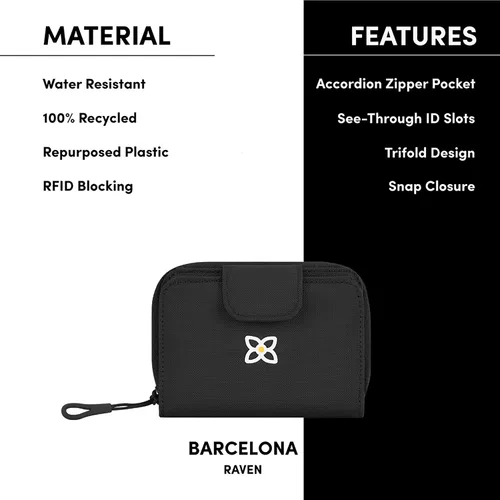 Miniatura 15 de Sherpani Barcelona, pequeña cartera de nailon plegable con bolsillo con cremallera para mujer, bolsa de viaje, protección RFID