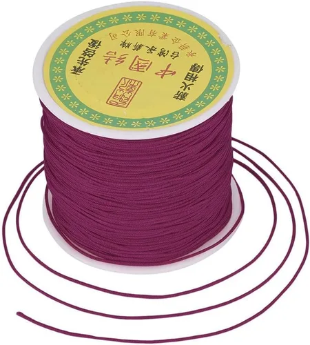 Miniatura 65 de Cordón de nailon trenzado de 150 yardas, cuerda roja de 0.020 in para pulsera, hilo de cuentas de nailon para collar Kumihimo, joyas, borlas