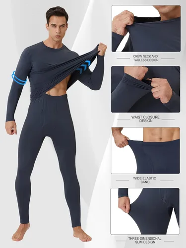 Miniatura 8 de CL convallaria Paquete de 2 calzoncillos térmicos largos para hombre, forro polar suave, capa base para clima frío, tallas XS-4XL