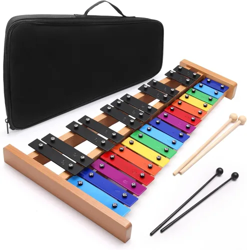 Miniatura 8 de Heuyrao Xilófono Glockenspiel plegable de 27 notas, instrumento de percusión de madera con 4 mazos y bolsa de transporte, para adultos