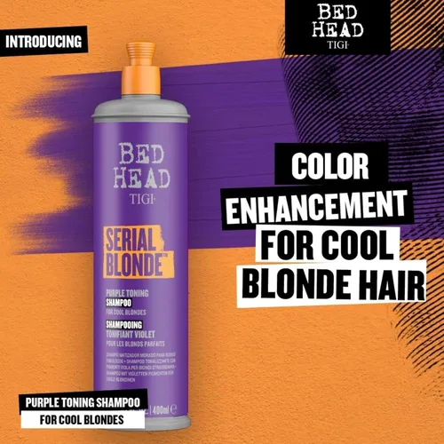 Miniatura 5 de Bed Head by TIGI Serial Blonde Purple - Champú tonificante para rubias frías, neutraliza los tonos de latón, sin sulfatos, 13.53 onzas líquidas