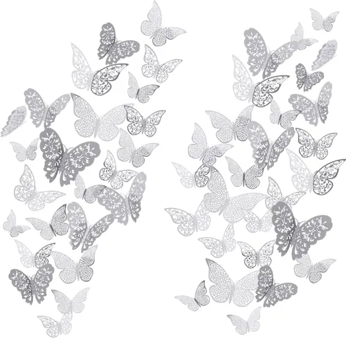 Miniatura 13 de 72 calcomanías 3D de mariposa para pared, decoración de pared, 3 tamaños, para habitación, hogar, guardería, aula, oficina, dormitorio, baño, sala