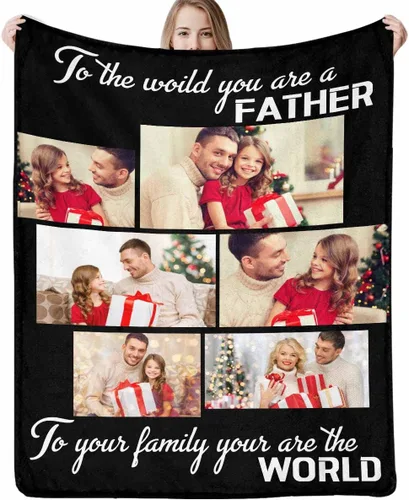 Miniatura 27 de Regalo para papá de hija manta personalizada con fotos, manta suave personalizada, regalo de cumpleaños para papá, manta del mejor papá del mundo