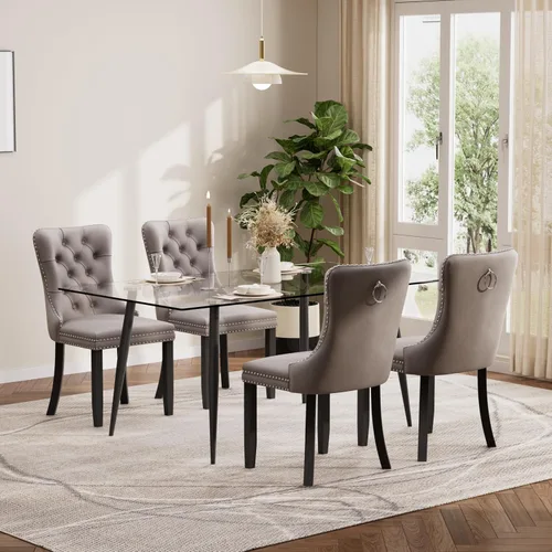Miniatura 115 de Baysitone Juego de mesa de comedor de vidrio de 51 pulgadas para 4, juego de 5 piezas moderno de comedor, mesa de cocina rectangular de vidrio con 4