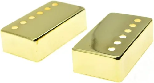 Miniatura 2 de KAISH Humbucker - Juego de 2 cubiertas de pastilla de guitarra Humbucker de latón 1.937 in/2.047 in cubierta de pastilla espaciado de poste dorado