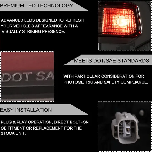 Miniatura 5 de VLAND Conjunto de luces traseras para Toyota Hilux 2015-2020 Base, Chasis, Doble Cab, SR, DLX (no para Tonka), lámpara trasera con DRL, señal