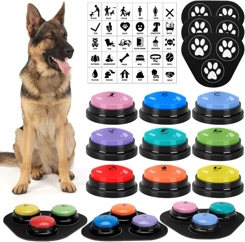 Miniatura 8 de Botones para perros para comunicación, paquete de 8 botones para hablar de perros, botón de grabación de voz de 30 segundos, timbre de entrenamiento