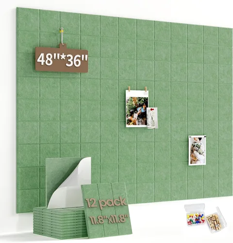 Miniatura 19 de Pizarra de corcho grande para paredes con 30 pasadores, 11.8 x 11.8 pulgadas, paquete de 6 tablones de anuncios para oficina en casa, cocina, tablón