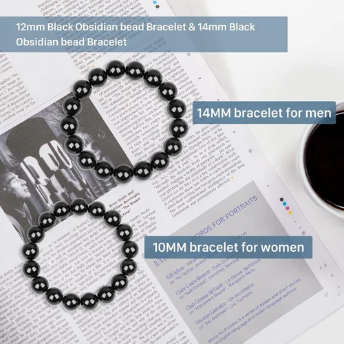 Miniatura 9 de Pulsera de protección, pulsera de obsidiana negra natural para hombres y mujeres, antiansiedad, trae buena suerte y felicidad, pulseras de cristal