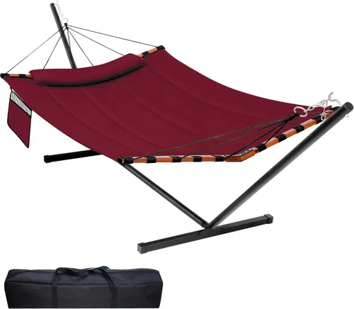 Miniatura 8 de TegerDeger Hamaca para 2 personas de 12 pies con soporte incluido, hamaca grande de 55 x 79 pulgadas, capacidad de 450 libras con barra separadora