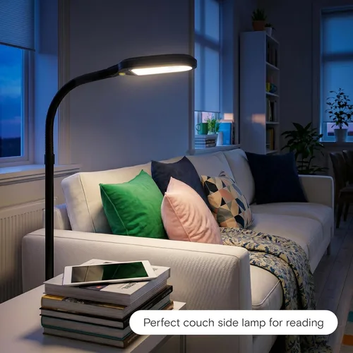 Miniatura 7 de Brightech Litespan - Lámpara de Pie LED Brillante para Lectura Sobre Silla, Manualidades y Lectura, Luz de Esteticista para Extensiones de Pestañas