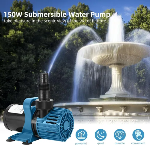 Miniatura 2 de TONGCHANT Bomba de estanque, 3000 GPH y elevación de 18 pies, bomba de agua sumergible de 150 W para fuente de estanque de peces en cascada