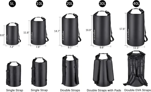 Miniatura 2 de OMGear - Bolsa seca impermeable y bolsa para teléfono, bolsa flotante de 40L/30L/20L/10L/5L para kayak, navegación, actividades al aire libre