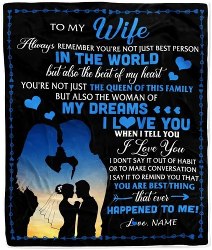 Miniatura 24 de Manta personalizada con texto en inglés «To My Wife from Husband When I Tell You I Love You Wife», manta de forro polar personalizada