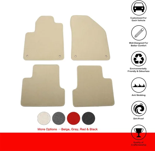 Miniatura 2 de IKON MOTORSPORTS, Alfombrillas de nailon para automóvil compatibles con Jeep Cherokee 4DR 2014-2023, alfombras de automóvil de pasajeros color beige