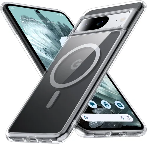 Miniatura 15 de Funda para Google Pixel 8 Pro con MagSafe [Soporte Ajustable][Carga Mientras Está de Pie][Militar a Prueba de Golpes] Parachoques de Silicona Suave