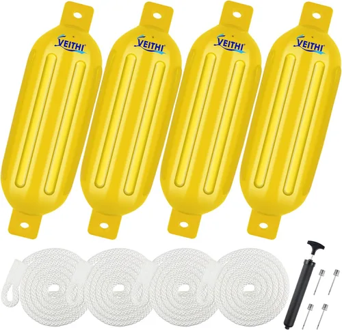 Miniatura 29 de Juego de 4 guardabarros para barco de 4.5/5.5/6.5/8.5/10/16 pulgadas, parachoques de vinilo con ojos gemelos acanalados, parachoques para barco