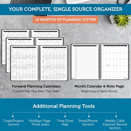 Miniatura 4 de Planner Pad Encuadernado en Espiral Octubre 2024 – Septiembre 2025 6 3/4" x 8 1/2" Organizador Mediano de 3 Niveles Funnel Down de 12 Meses