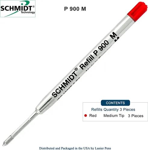 Miniatura 2 de Paquete de 3 repuestos de bolígrafo estilo Schmidt Parker de tinta roja Med-Red P900