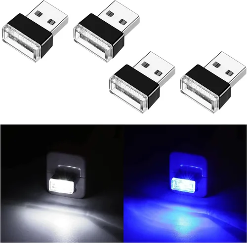Miniatura 18 de Ziciner 6 PCS Lámpara de Ambiente Interior de Coche LED USB, Mini Luz Nocturna LED Portátil, Kit de Iluminación Ambiental de Maletero con Interfaz