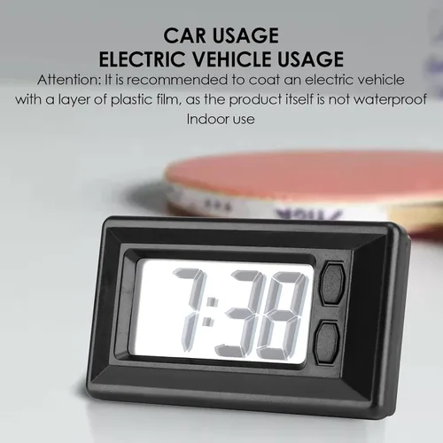 Miniatura 3 de GLOGLOW Reloj despertador digital ultrafino con calendario y temperatura, reloj electrónico LCD autoadhesivo para tablero de automóvil, oficina