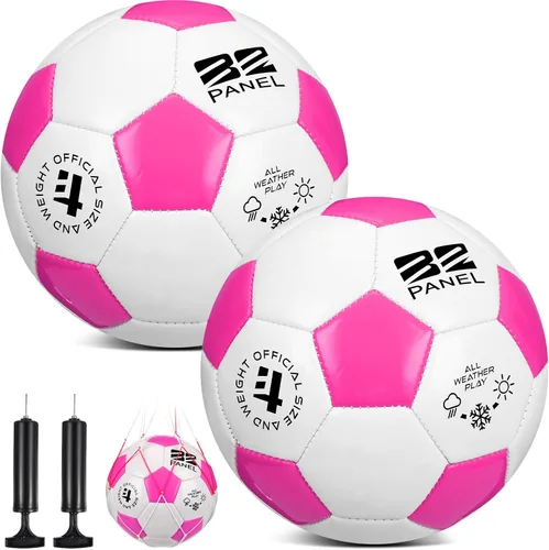 Miniatura 13 de Shappy 2 pelotas de fútbol a granel con bomba, bolsa de malla, tamaño oficial 3, 4, 5, pelota de fútbol colorida para interiores y exteriores