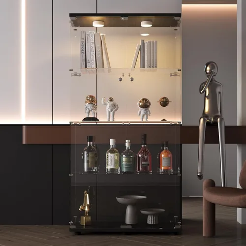 Miniatura 16 de FANYUSHOW Vitrina de cristal con doble puerta y cerradura, estilo de instalación rápida, gabinete Curio de 4 estantes de vidrio templado de 5mm