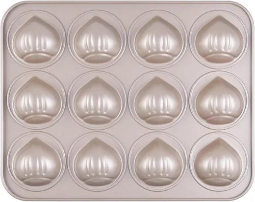 Miniatura 7 de Madeleine Molde para tartas, 9 cavidades antiadherentes, esférico, para hornear al horno (dorado champán)