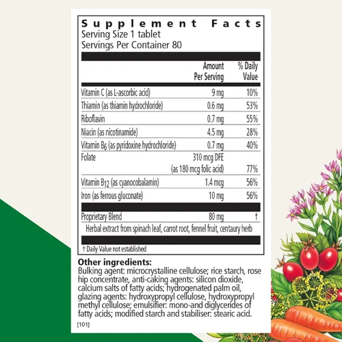 Miniatura 2 de Floradix Tabletas de hierro - Suplemento de hierro con vitaminas B, ácido fólico, vitamina C y más - Apoyo energético - Vegetariano y sin gluten