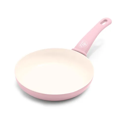 GreenLife Sartén antiadherente de 8 pulgadas, cerámica no tóxica sin PFAS antiadherente, apta para lavavajillas y horno, asas que se mantienen Rosa