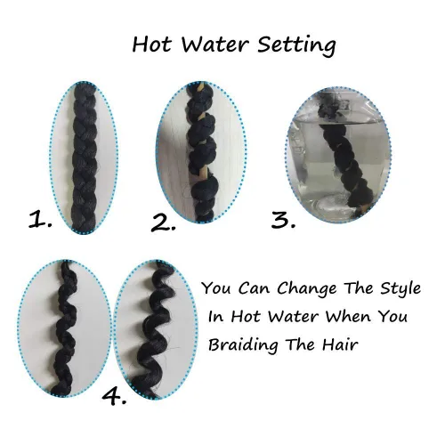 Miniatura 8 de Extensiones de cabello trenzado preestirado, color negro natural a marrón, cabello trenzado profesional de 26 pulgadas, 8 paquetes de ajuste de agua