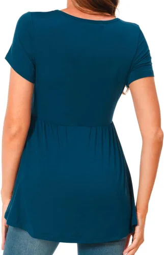 Miniatura 6 de Bearsland - Camisetas de maternidad de manga corta con cuello redondo para lactancia, ropa para el embarazo