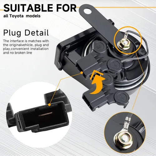 Miniatura 5 de FARBIN Bocina de coche compatible con Toyota/Lexus/Subaru, etc. 12 V impermeable, bocina auto eléctrica de tono alto/bajo, bocinas de caracol