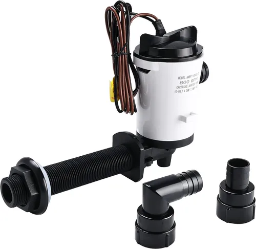 Miniatura 2 de Livewell Pump, 12V 800GPH 4.0A Live Bait Tank Aireador Cartucho Sumergible Barco Bomba de sentina