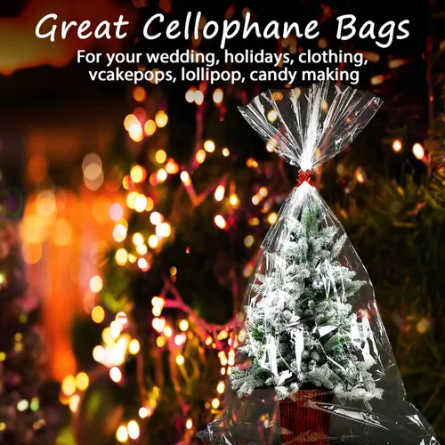 Miniatura 3 de Tatuo 15 bolsas grandes de celofán de 30 x 40 pulgadas, bolsas transparentes de plástico OPP para cestas de regalo, decoraciones de regalos